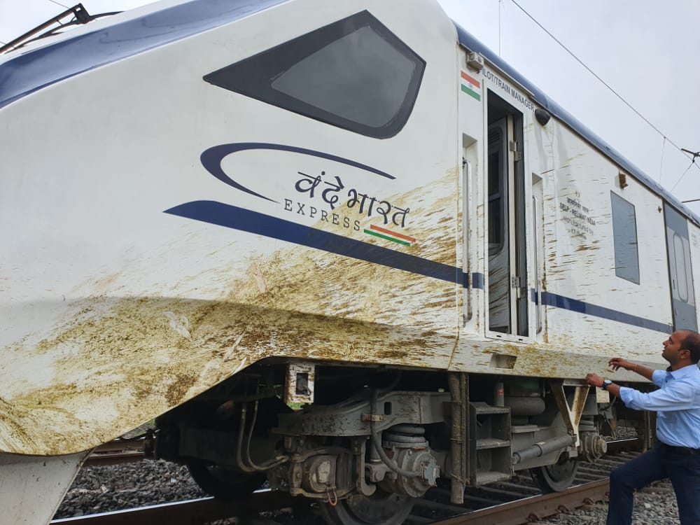 Mumbai Gandhinagar Vande Bharat Train Hits Cattle On Track Engine Gets