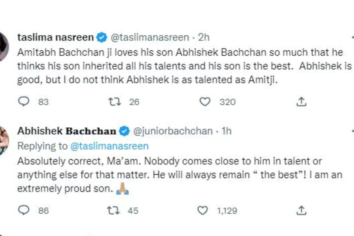 Abhishek Bachchan Wins Hearts With His Reply To Taslima Nasreen Saying