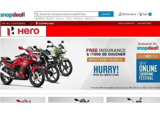 Hero Bikes India: Hero Bikes are now available on Snapdeal with free insurance