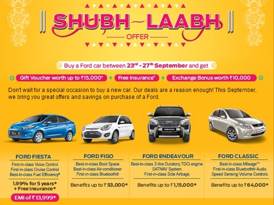 Car Deal: Ford announces 'Shubh Laabh' offer Car Deal: Ford announces 'Shubh Laabh' offer