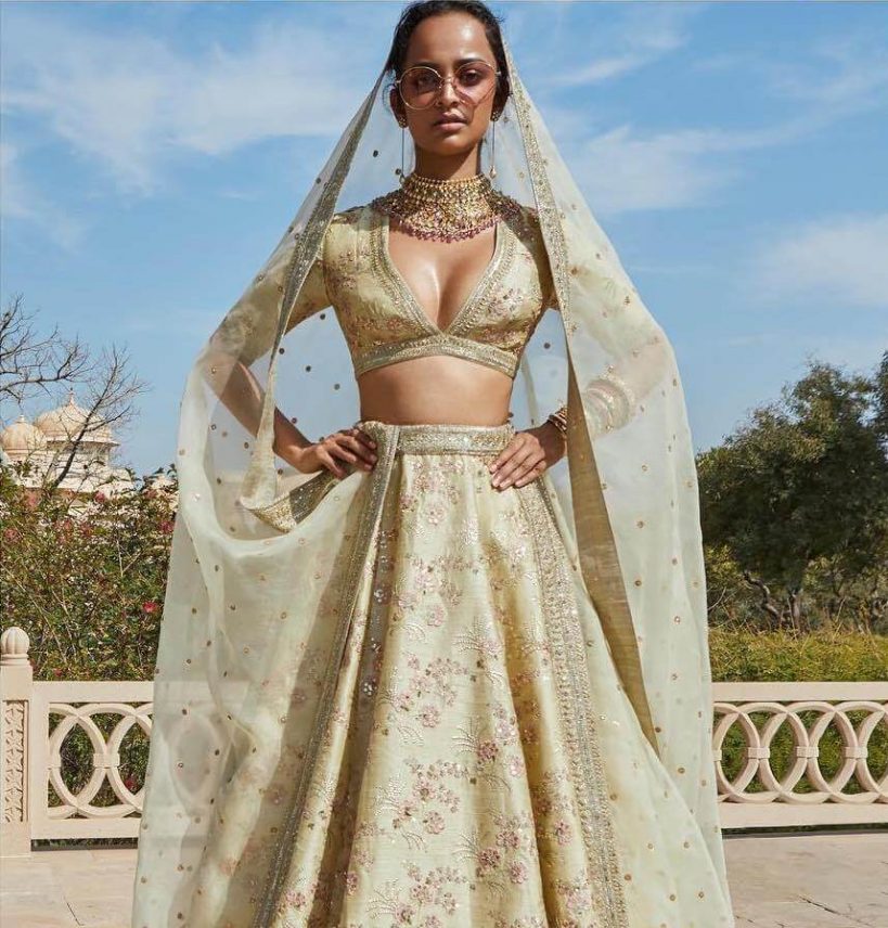 Sabyasachi Bride Wore A Unique Multi-Coloured Lehenga With Pink 'Chooda'  For Her Wedding Day
