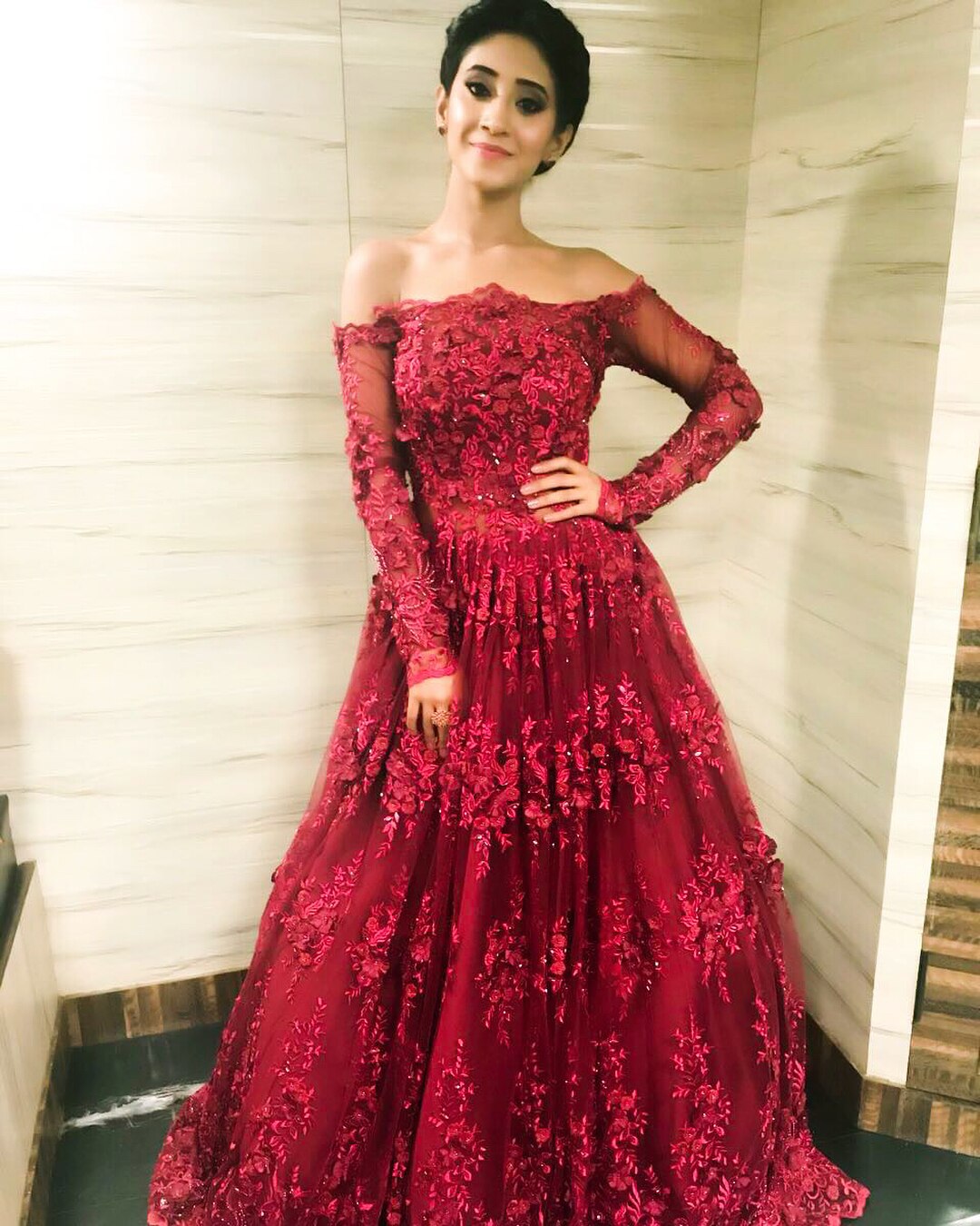 TV actress Shivangi Joshis maroon gown is too grand to be true  India  Today
