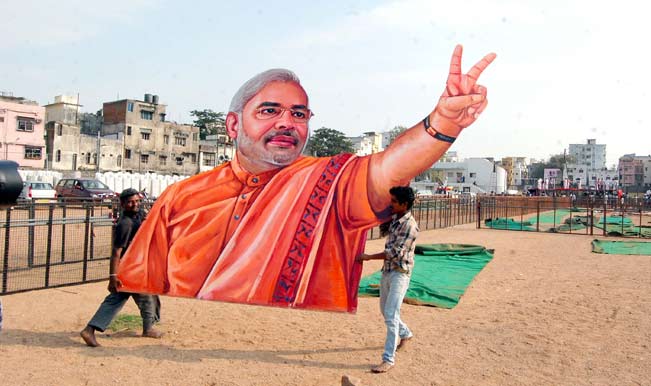modi-Preparations-for-BJP-chief-Rajnath-Singh`s-upcoming-rally-underway-at-Nizam-Collge-Ground