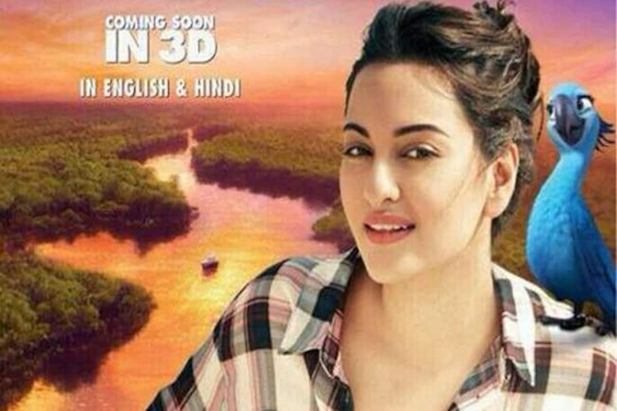 Rio 2 Hindi Poster Sonakshi Sinha Strikes A Pose With Jewel India Com