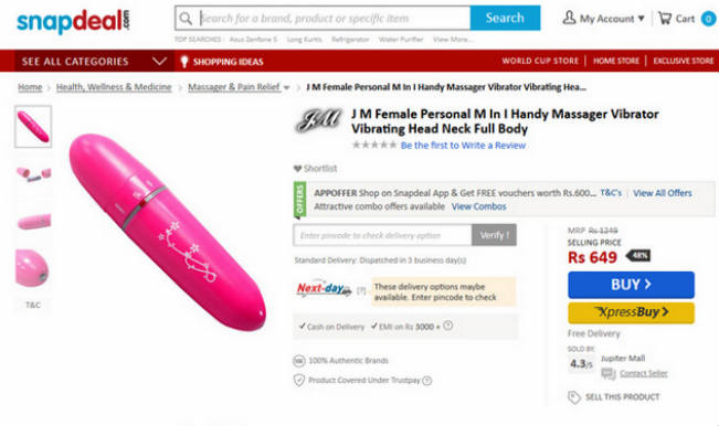 Sex Toys in India Snapdeal lands in soup for selling sex toys