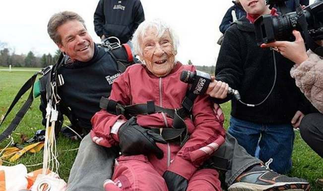 100-year-old great grandmother Georgina Harwood celebrates birthday by skydiving! 100-year-old great grandmother Georgina Harwood celebrates birthday by skydiving!