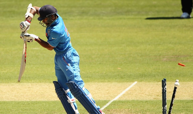 Shikhar-Dhawan-of-India-is-bowled-out