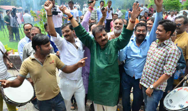 Madhya Pradesh BJP celebrate wins Garoth assembly constituency bypoll