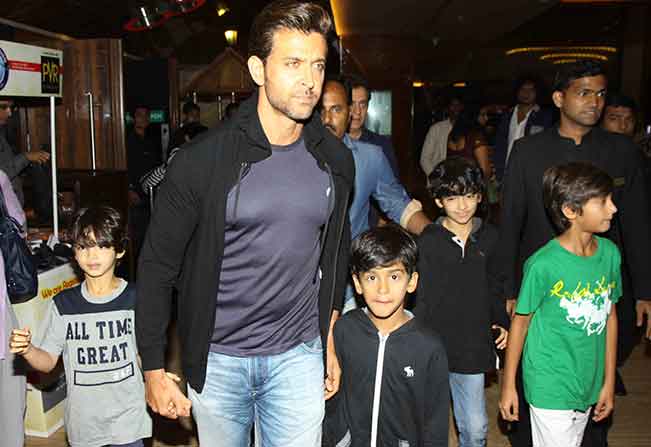 Hrithik Roshan takes kids Hrehaan & Hridhaan out to watch Inside Out ...