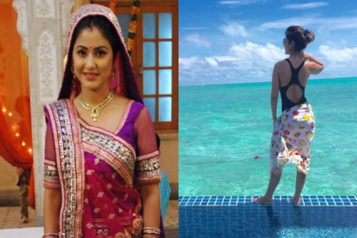 Hina Khan aka Akshara of 'Yeh Rishta Kya Kehlata Hai' shares sexy swimsuit  pictures on Twitter! | India.com