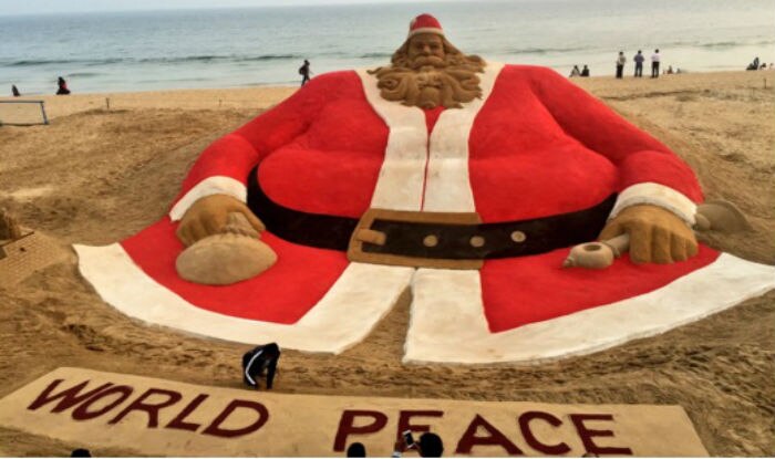 Sudarshan Pattnaik creates world's tallest Santa Claus sand art