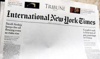 Pakistani edition of New York Times posts blank page on Gay Kiss in China ; cites censorship