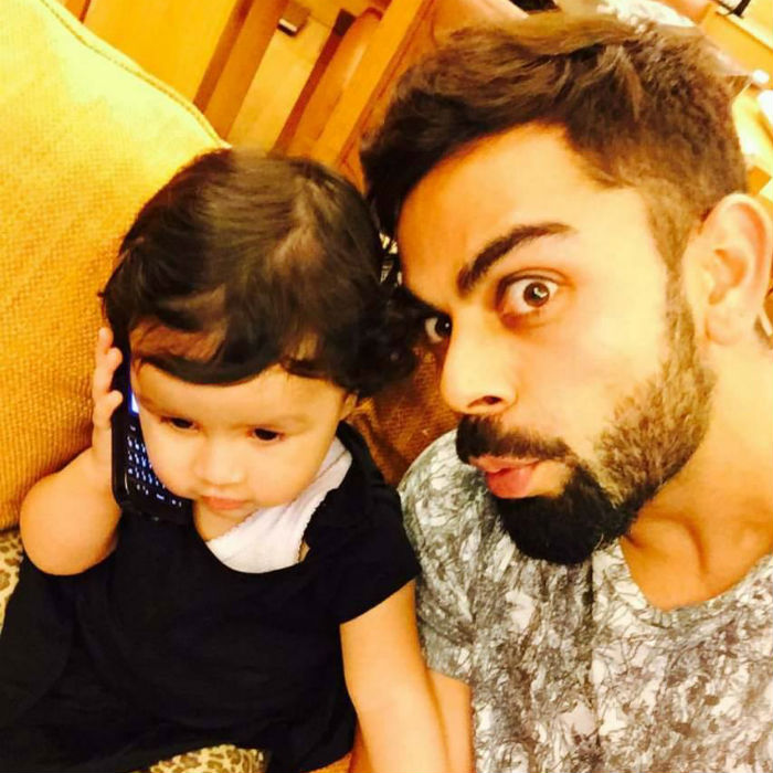 Ziva Dhoni clicks selfie with Virat Kohli!