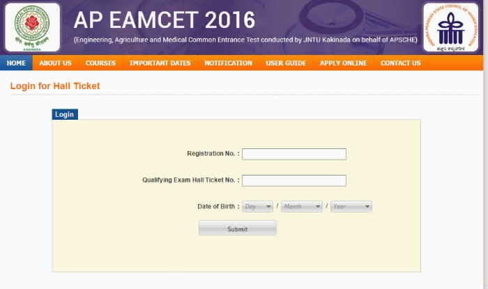 Apeamcet AP EAMCET 2016 admit cards Steps to download EAMCET