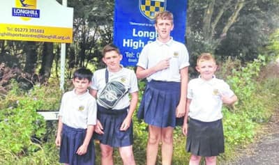 Teenage boys wear skirts to school to protest against 'no shorts' policy, Schools