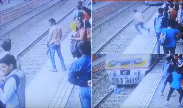 Suicide caught on camera: Man jumps in front of moving train at ...