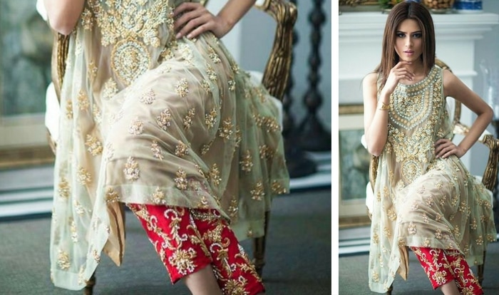 embroidered cigarette pants