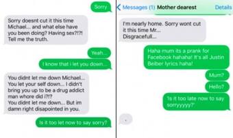 This boy pranks his Mom texting lyrics of 'Sorry' by Justin Bieber and it  is hysterically entertaining 