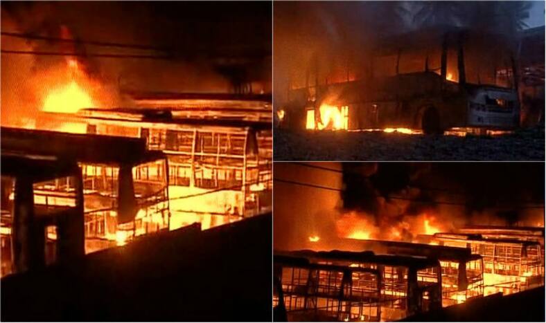 Cauvery water dispute: Over 56 buses set on fire at KPN bus depot near Bengaluru (Watch Video)