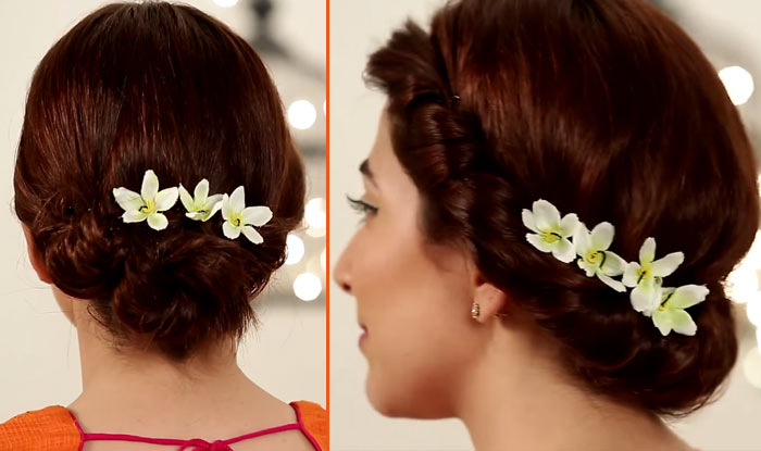 Hair Gajra Artificial Juda Jasmine Flower With French Bun Maker Styling  Tools | eBay