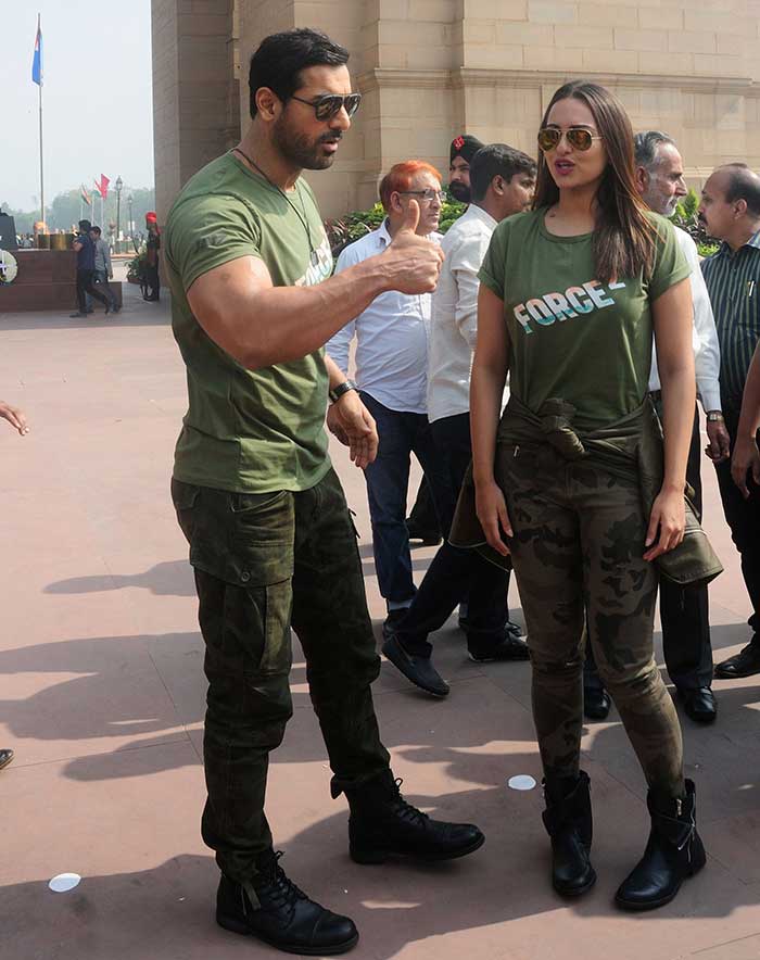 In Pics John Abraham and Sonakshi Sinhas Tribute to Soldiers