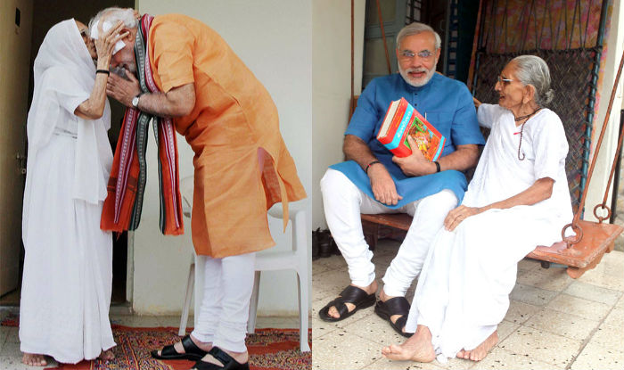 Pm Narendra Modi With His Mother Heeraben Modi 11 Cute Pictures Of This Adorable Son Mother Pair Will Leave You With A Big Smile India Com