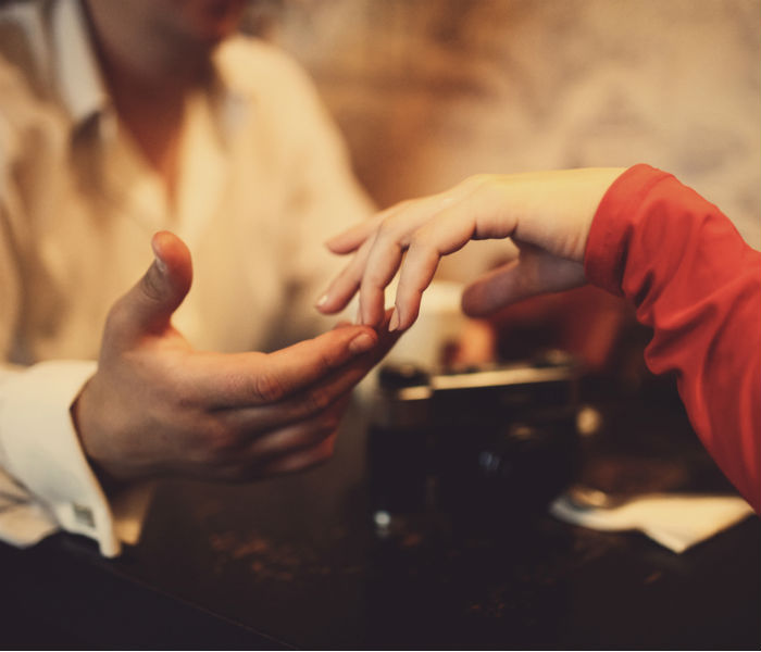 holding hands couple