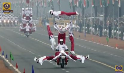 Motorcycle daredevils at Rajpath
