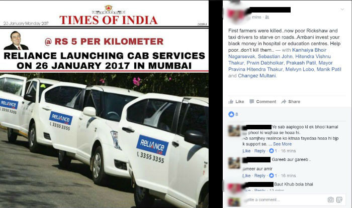 reliance cabs fake news facebookrevised