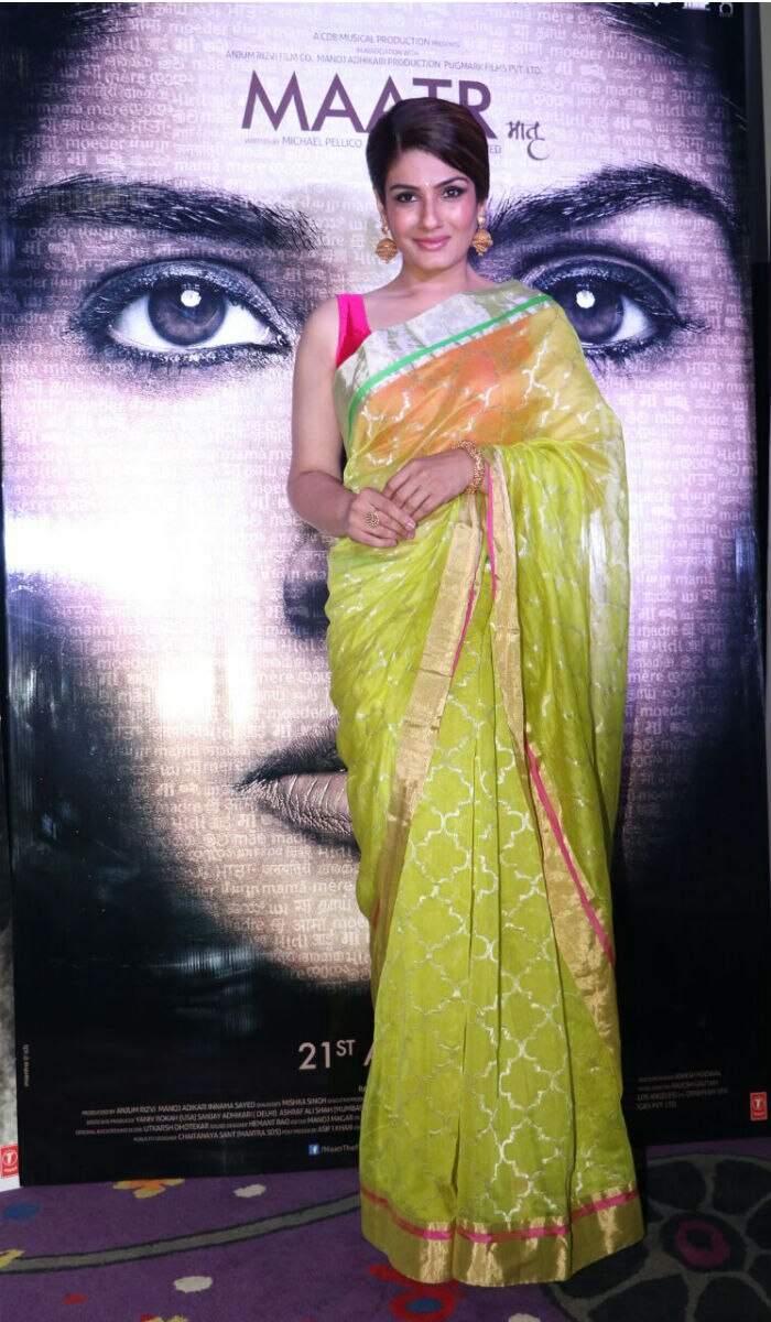 Raveena Tandon Porn Sex Video - Maatr actress Raveena Tandon looks pleasant and summery in a lime green  saree! View Pics! | India.com