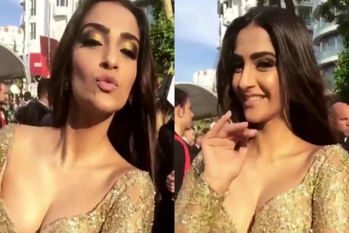 Sonam Kapoor Hot Sex - Cannes 2017: Golden princess Sonam Kapoor teases fans with a sexy kiss  (Watch Video) | India.com
