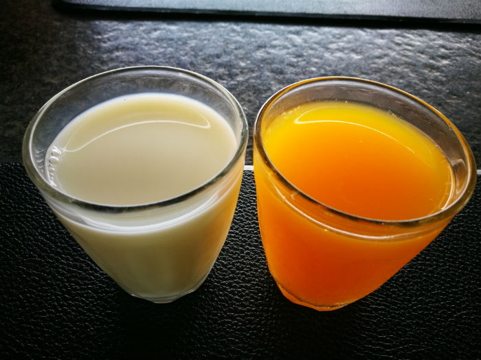 Orange juice and milk