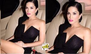 Sunny Leon Massage Sex - Sunny Leone in Thigh High Slit Sexy Black Gown Sets Temperature Soaring!  See Hot Picture | India.com