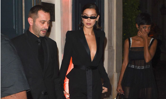 Hot Photo of Bella Hadid Teasing at her Cleavage in Low-Slit Tuxedo ...