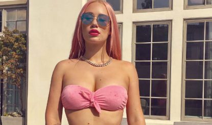Female singer pink hot bikini
