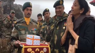Nirmala Sitharaman Greets Chinese Soldiers With a ‘Namaste’ at Nathu La: Watch Video Nirmala Sitharaman Greets Chinese Soldiers With a ‘Namaste’ at Nathu La: Watch Video