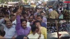 MNS create ruckus in Mumbai while Congress hawkers’ protest | मुंबई: फेरीवालों का समर्थन कर रहे कांग्रेसियों से मनसे कार्यकर्ताओं की झड़प