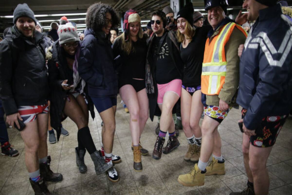 Commuters strip down to their undergarments to participate in the annual No  Pants Subway Ride - India Today