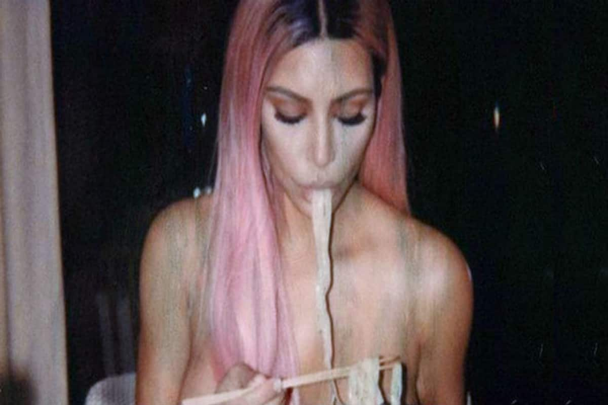 Nudels: Kim Kardashian Shares Nude Photo of Her Eating Noodles, Breaks the  Internet Again | India.com