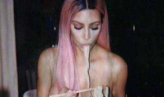 Nudels: Kim Kardashian Shares Nude Photo of Her Eating Noodles, Breaks the Internet Again