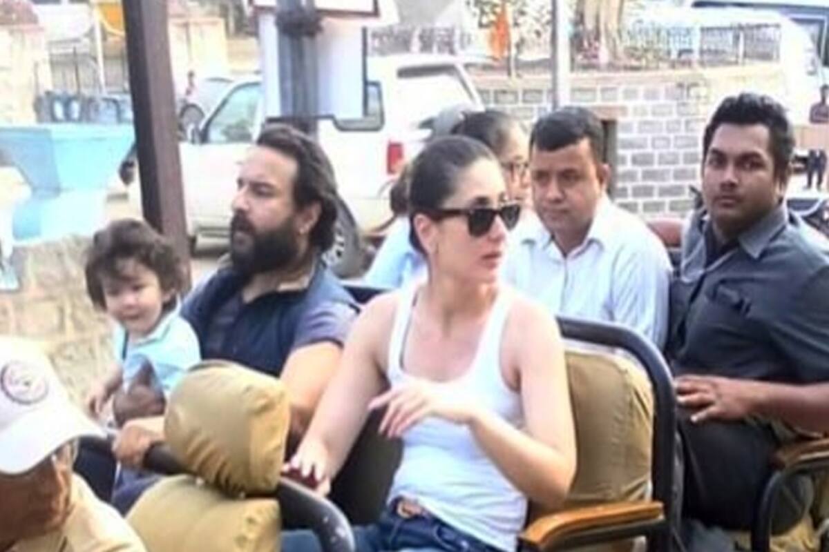 Taimur poses on jeep; Jeh photobombs Kareena, Saif Ali Khan