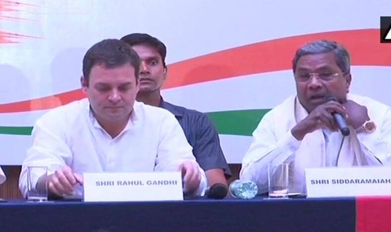 Rahul Gandhi, Siddaramaiah address press conference in Bengaluru (ANI)