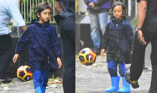 Aamir Khan's Son, Azad Khan, SPOTTED Enjoying a Game of Football in the Rain - View Pics