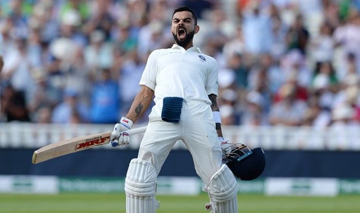 Virat Kohli of India celebrates reaching his century during the second day of the 1st Specsavers Test Match between England and India at Edgbaston on August 2, 2018 in Birmingham, England. (Getty Image)