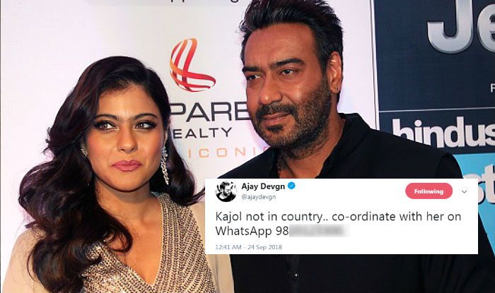 Ajay Devgn Shares Kajol’s WhatsApp Number On Twitter And People Go ...