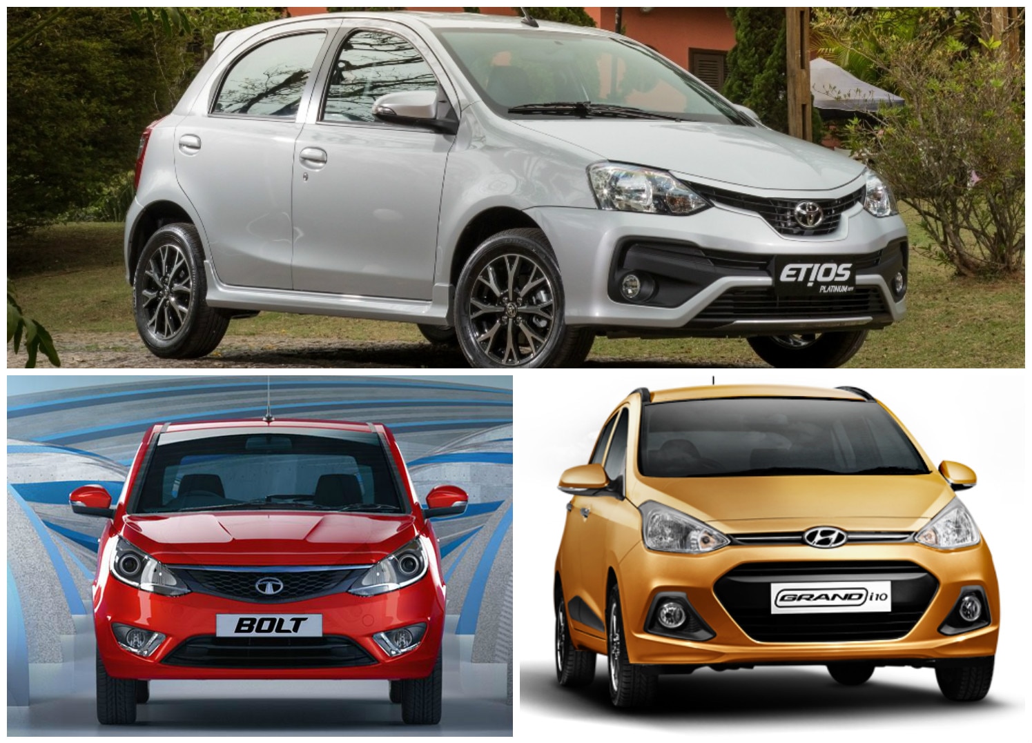 2016 Toyota Platinum Etios Liva vs Hyundai Grand i10 vs Tata Bolt ...