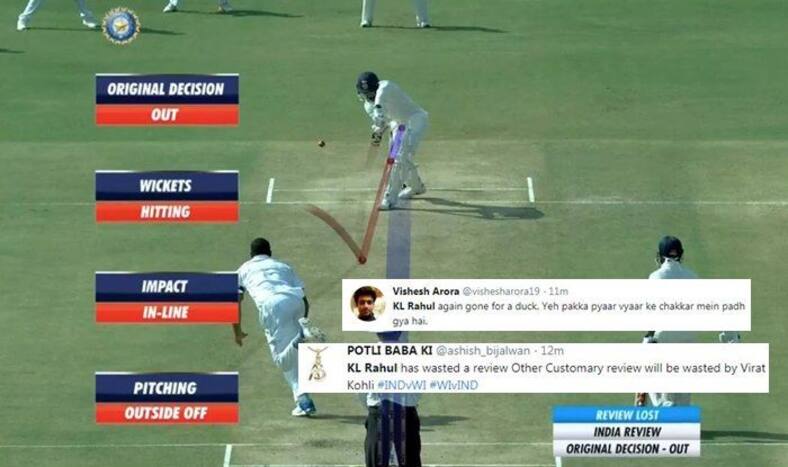 India vs West Indies 1st Test Day 1 Rajkot: KL Rahul Gets Trolled For Wasting Review After Umpire Gives Him Out -- WATCH