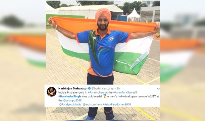 Asian Para Games: Harvinder Singh Wins Gold in Men's Recurve Gold, India on Eight Spot in Medals Tally, Harbhajan Singh Congratulates