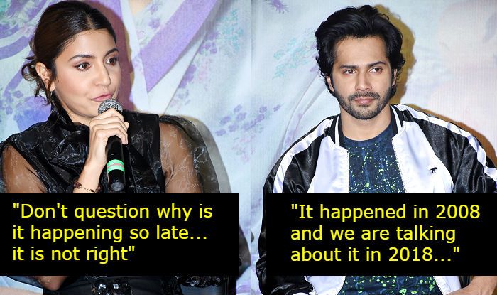 Tanushree Dutta Sexual Harassment Case Anushka Sharma Stops Varun Dhawan From Asking Why we Are Discussing The Issue After 10 Years India pic
