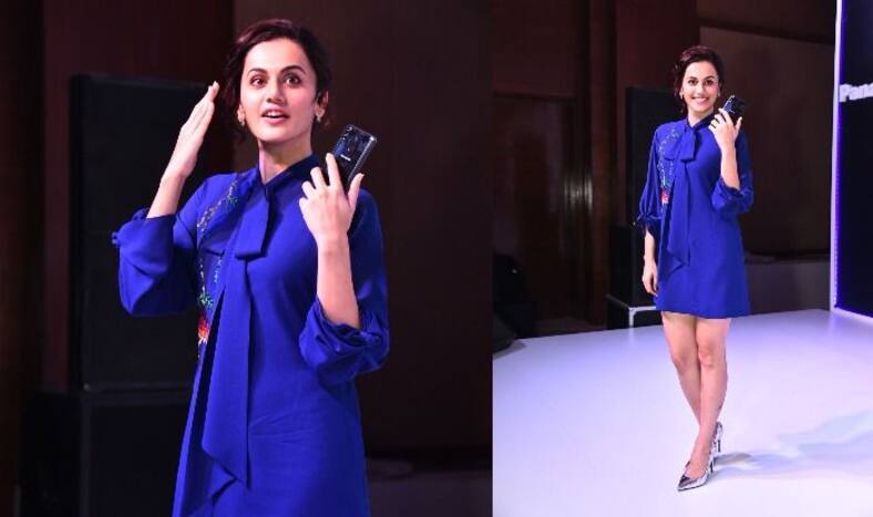 Taapsee Pannu Attends an Event in Mumbai in a Short Comfy Blue Embroidered Dress; See Latest Pics